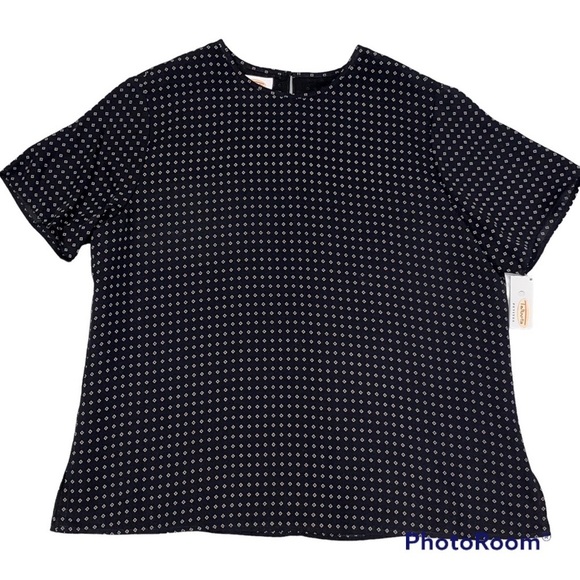 NEW Talbots Black Silk Short Sleeve Blouse - Picture 1 of 8